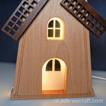 Woondecoratie Houten lamp Windmolen Design Nachtlampje